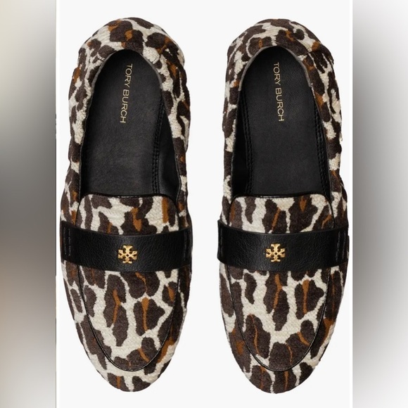 New Tory Burch Reva leopard flats loafers size 7 - Picture 1 of 6